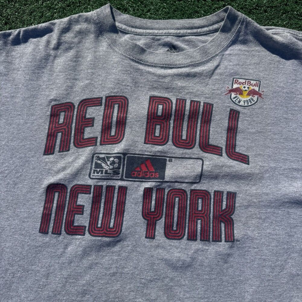 Adidas Red Bull New York T Shirt Mens XL Gray MLS Soccer Graphic Logo Tee